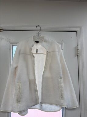 NEW With tagsTalbots  off white Teddy Fleece Zip Jacket